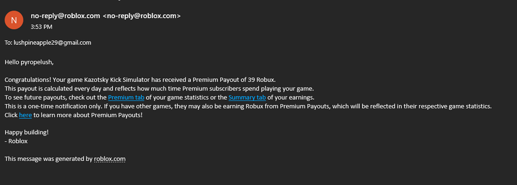 Ah Yes My Premium Payout From Roblox Com Raw And Random Messengergeek - is no reply roblox.com real or fake