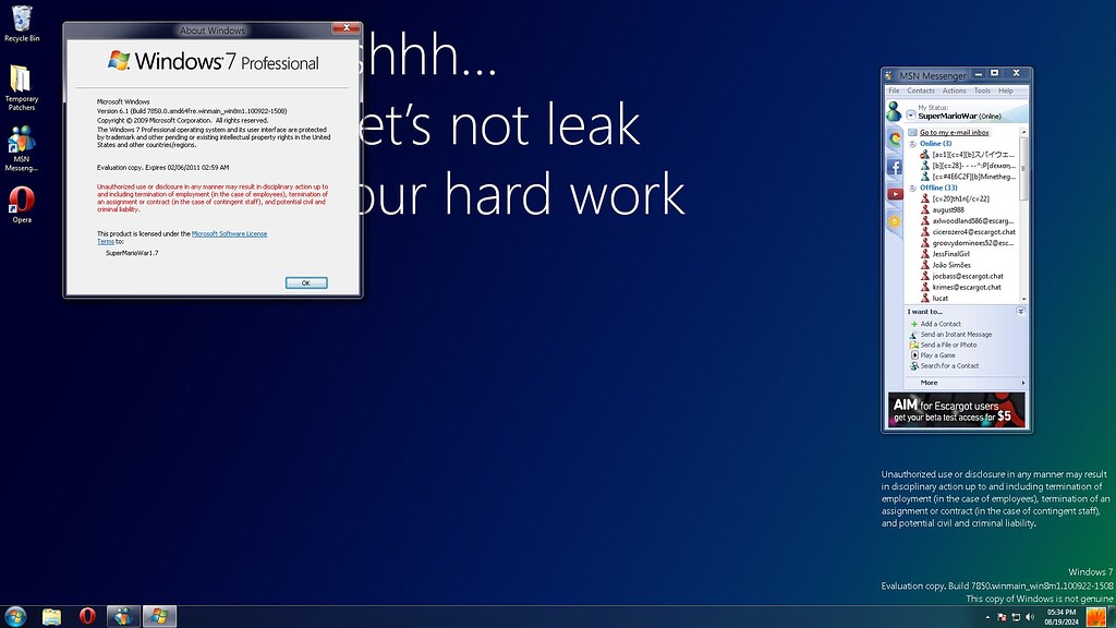 MSN messenger 6.2 works in Windows 8 build 7850 for some bizarre reason ...