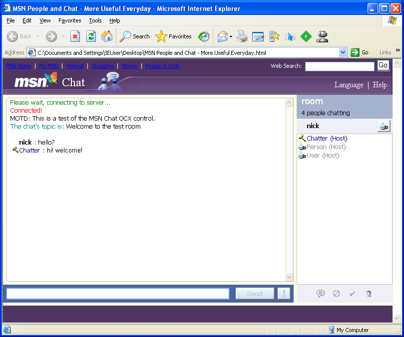 MSN Chat experimentation.
