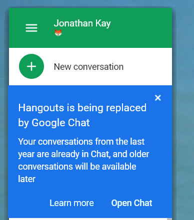 google hangouts chat still active